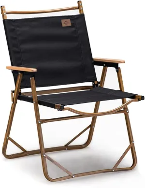 Naturehike Folding Camping Chair, Ultralight Aluminum Outdoor Beach Chair with Solid Wood Armrest, Portable Collapsible Fishing Chair for Hiking Lawn Picnic
