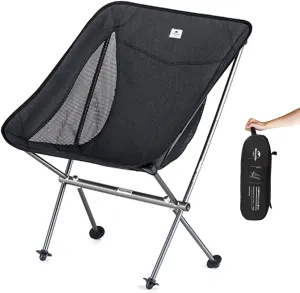 Naturehike Ultra-Light Camping Chair, Portable Folding Backpacking Chair, Compact Camping Chair with Carry Bag for Outdoor Camp Hiking Backpack Beach Travel (Black)