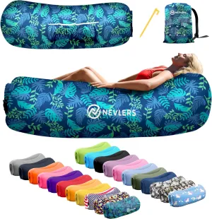Nevlers 450Lbs Cap Air Sofa Inflatable Couch Palma | 210T Polyester Portable Hammock Inflatable Beach Chair | Inflatable Lounger Blow Up Couch for Camping, Hiking, Festivals, Beach, & Movie Nights