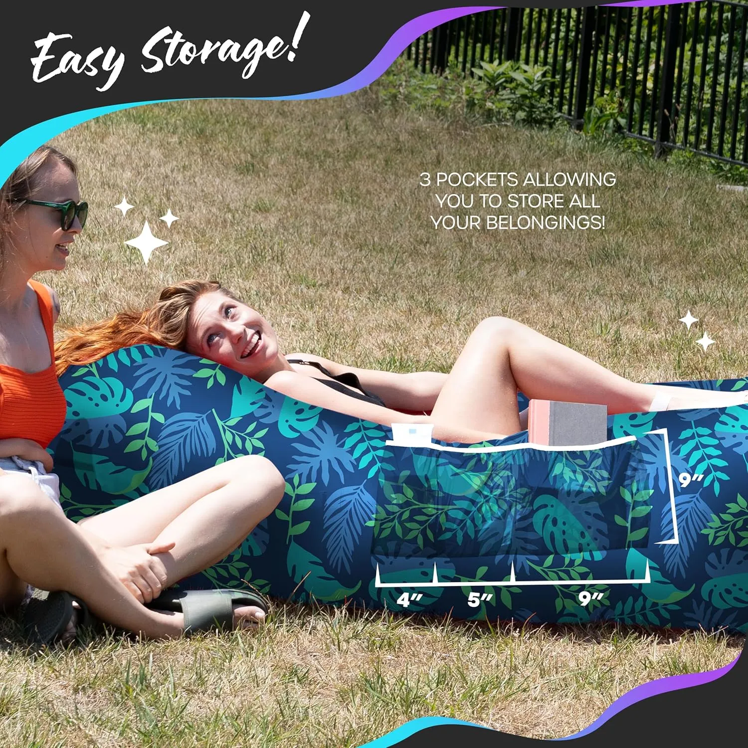 Nevlers 450Lbs Cap Air Sofa Inflatable Couch Palma | 210T Polyester Portable Hammock Inflatable Beach Chair | Inflatable Lounger Blow Up Couch for Camping, Hiking, Festivals, Beach, & Movie Nights