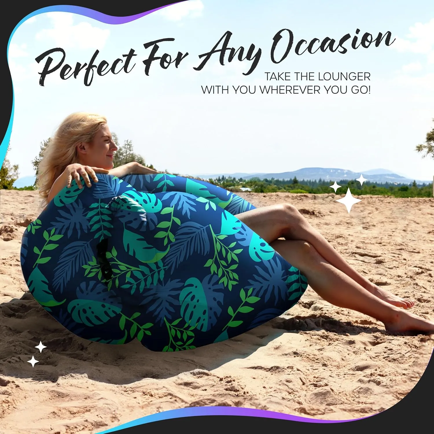 Nevlers 450Lbs Cap Air Sofa Inflatable Couch Palma | 210T Polyester Portable Hammock Inflatable Beach Chair | Inflatable Lounger Blow Up Couch for Camping, Hiking, Festivals, Beach, & Movie Nights