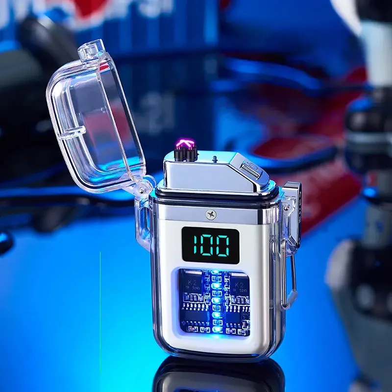 New Pulse Plasma Double Arc Lighter Type-C Rechargeable Transparent Shell