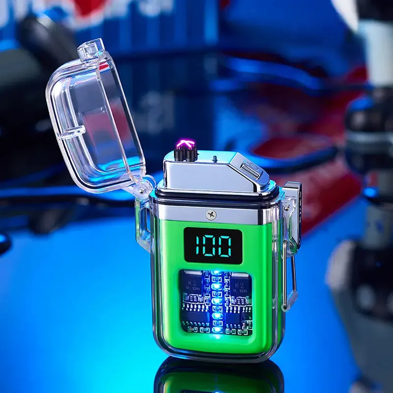 New Pulse Plasma Double Arc Lighter Type-C Rechargeable Transparent Shell