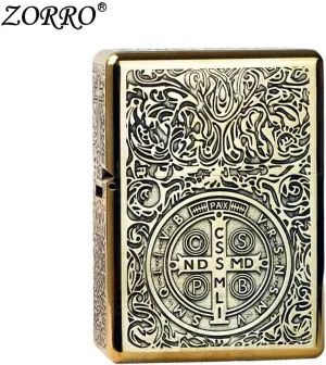 New ZORRO 912S Retro Heavy Armor Brass Kerosene Lighter, High-End Titanium Windproof Design with 3/5 Hinge, Luxury Metal Gift for Men 912s Make Old
