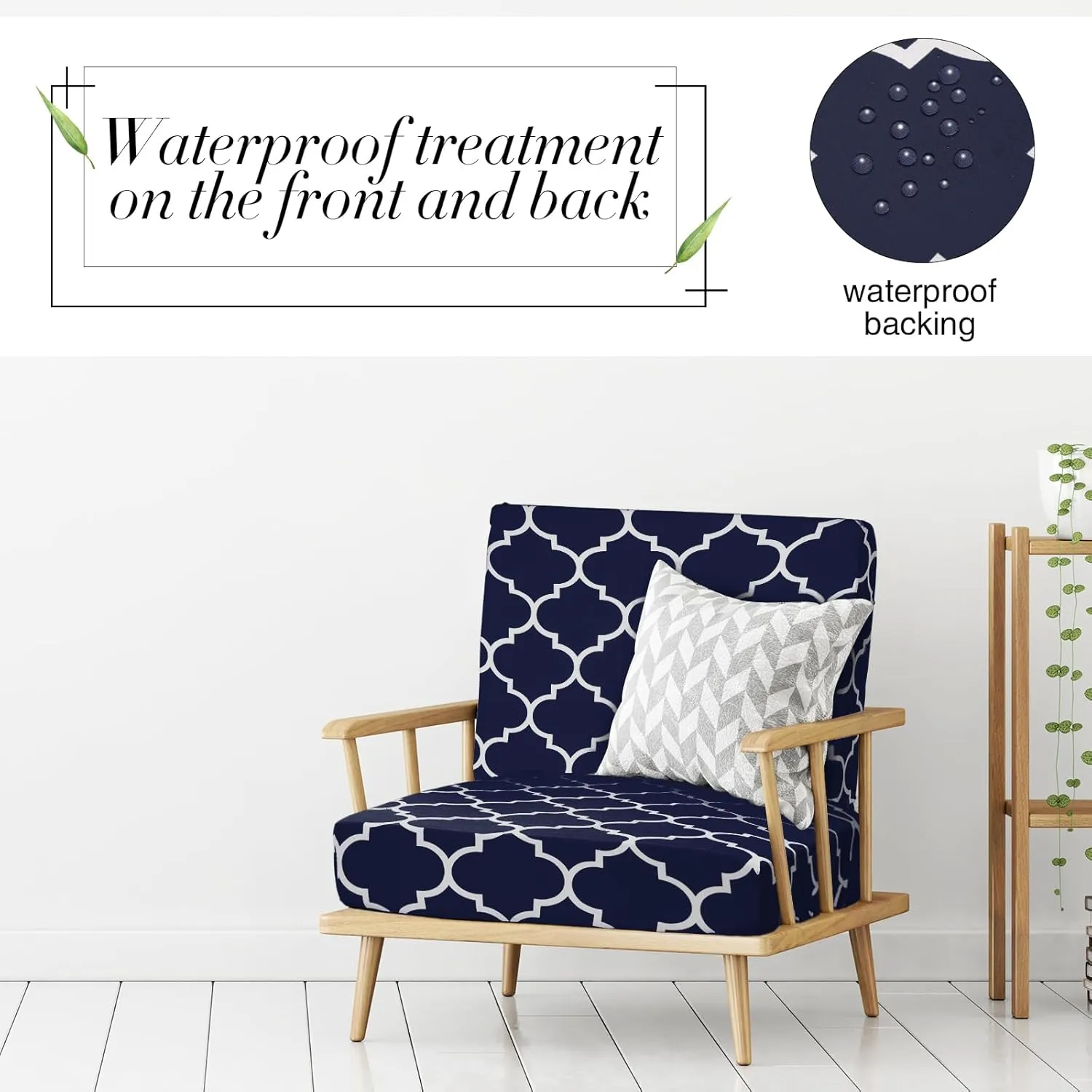 Newwiee 8 Pcs Patio Stretch Sofa Cushion Covers Stripe Outdoor Cushion Covers Replacement Patio Furniture Couch Slipcovers Chair Seat Soft Flexibility Protector(Navy Blue)
