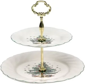 Nikko Ceramics Happy Holidays 2-Tier Tray