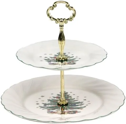 Nikko Ceramics Happy Holidays 2-Tier Tray