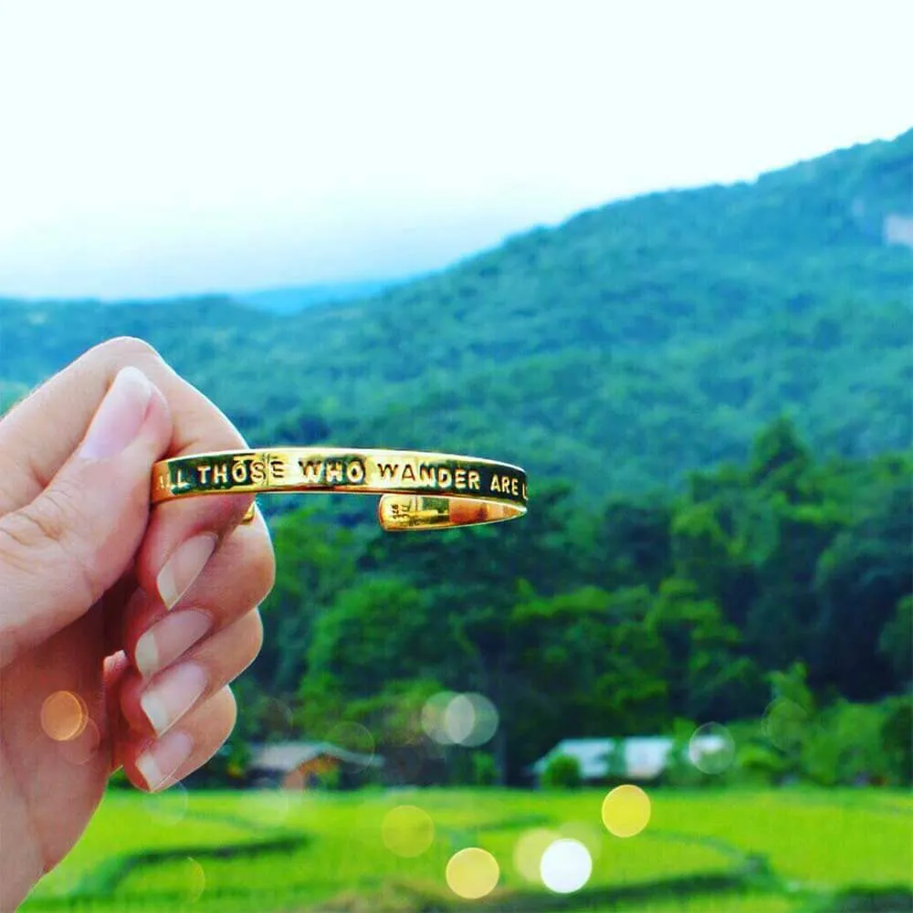 Not All Those Who Wander Are Lost Cuff, Gold