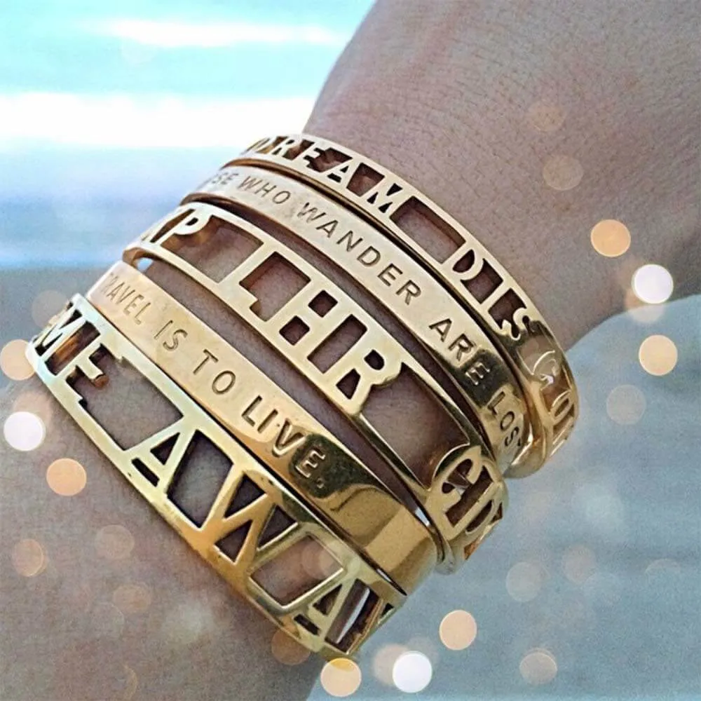 Not All Those Who Wander Are Lost Cuff, Gold