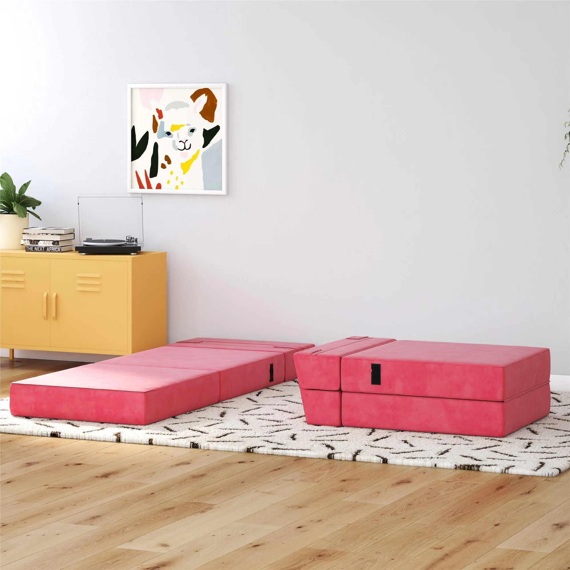 Novogratz The Flower Microfiber Modular Chair & Lounger - Pink|Fauteuil modulaire et chaise longue The Flower de Novogratz en microfibre - rose