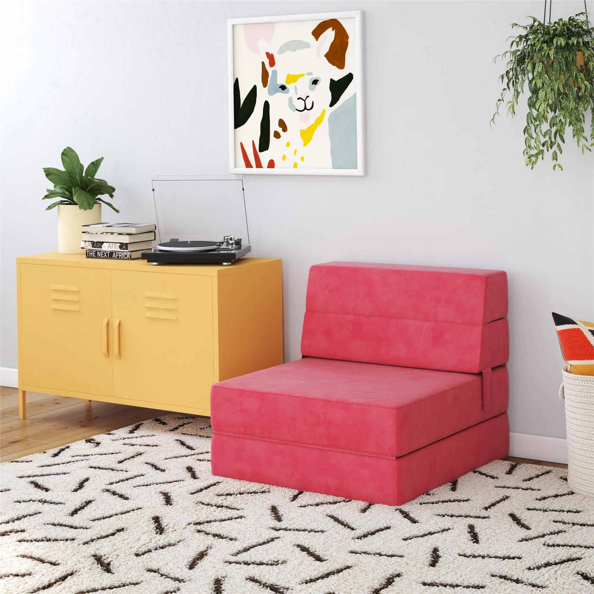 Novogratz The Flower Microfiber Modular Chair & Lounger - Pink|Fauteuil modulaire et chaise longue The Flower de Novogratz en microfibre - rose