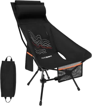 NOVSIGHT Camping Chair,High Back Lightweight Portable Camping Chair with Headrest and Storage Bag, Foldable Chair for Outdoor Camping, Travel, Beach, Picnic, Festival, Hiking, Backpacking (Orange)