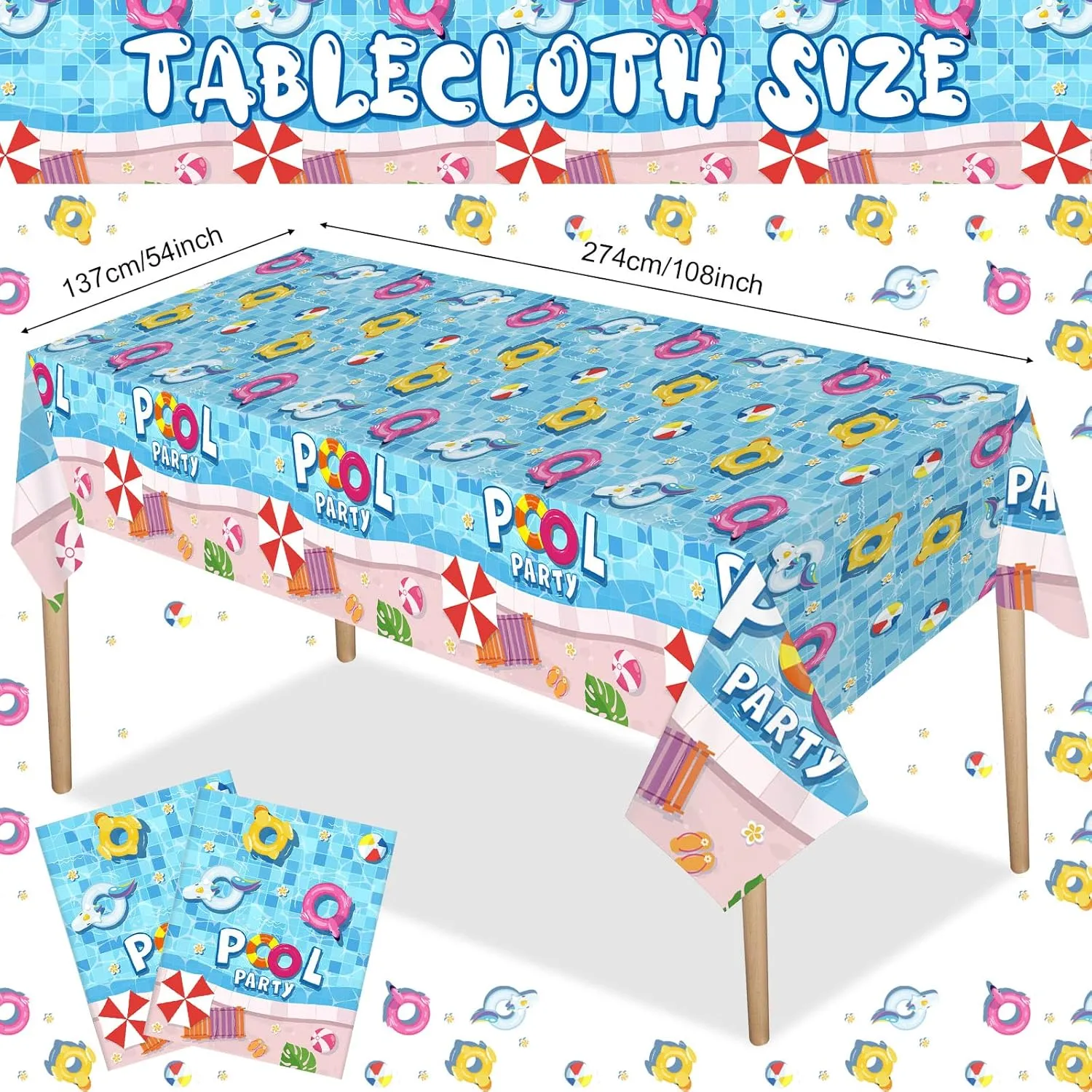 Nuanchu 172 Pcs Pool Party Supplies Serves 24 Include Summer Beach Tablecloth Pool Birthday Banner Themed Plates and Napkins Tableware Set for Beach Ball Birthday Party Decor