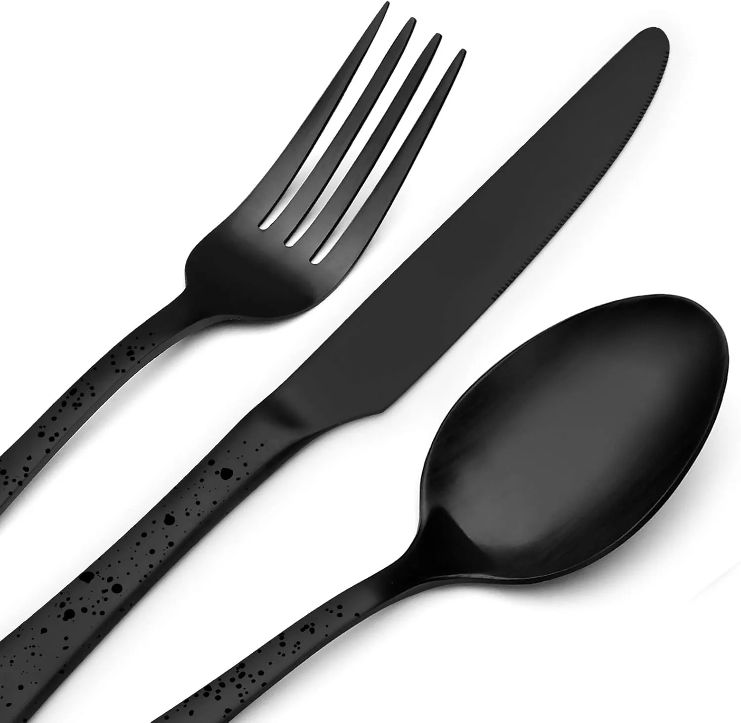 O.C.E. Matte Black Silverware Set, Stainless Steel Flatware, 20-Piece Tableware Cutlery Service for 4, Satin Finish Utensils, Dishwasher Safe (Starry Black)