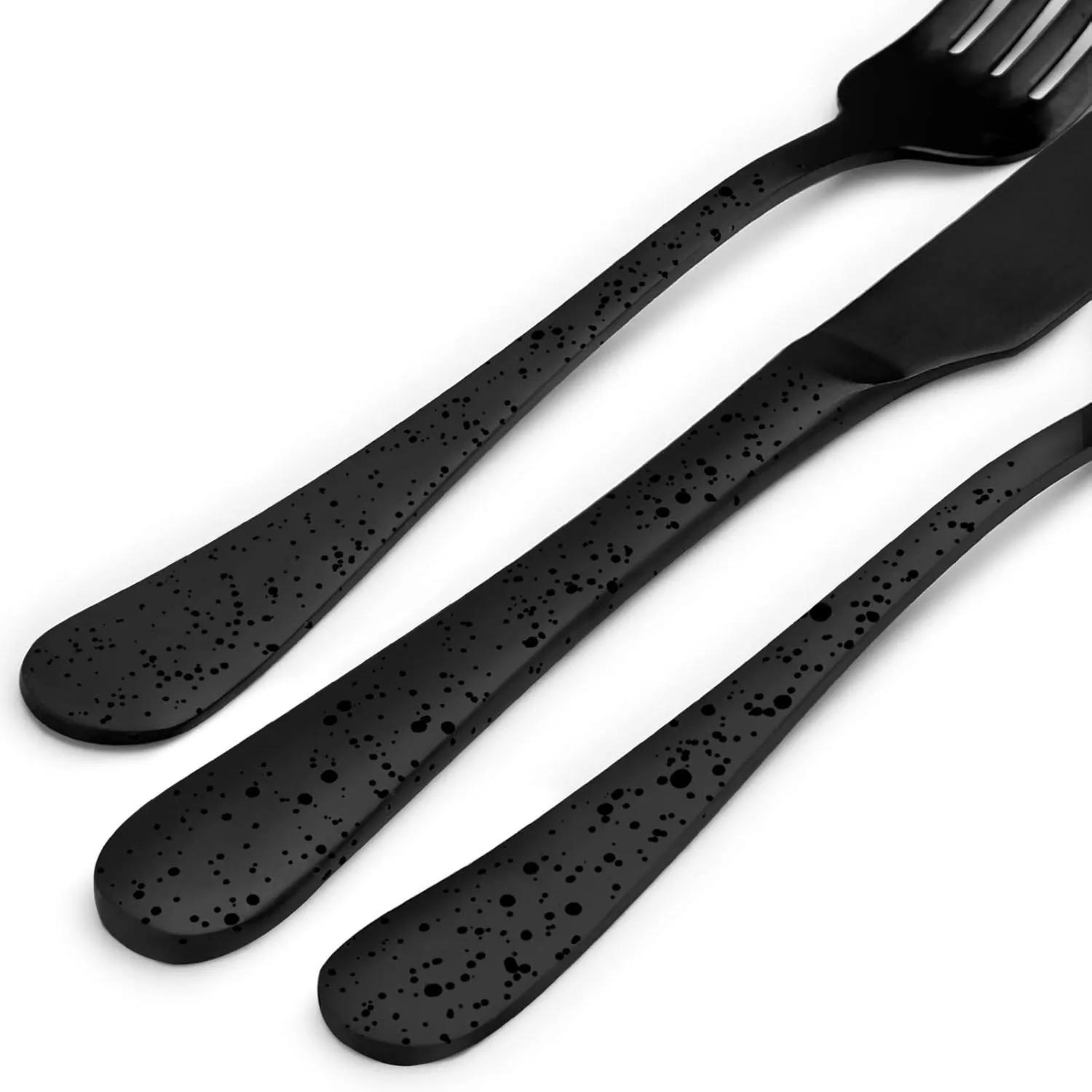 O.C.E. Matte Black Silverware Set, Stainless Steel Flatware, 20-Piece Tableware Cutlery Service for 4, Satin Finish Utensils, Dishwasher Safe (Starry Black)