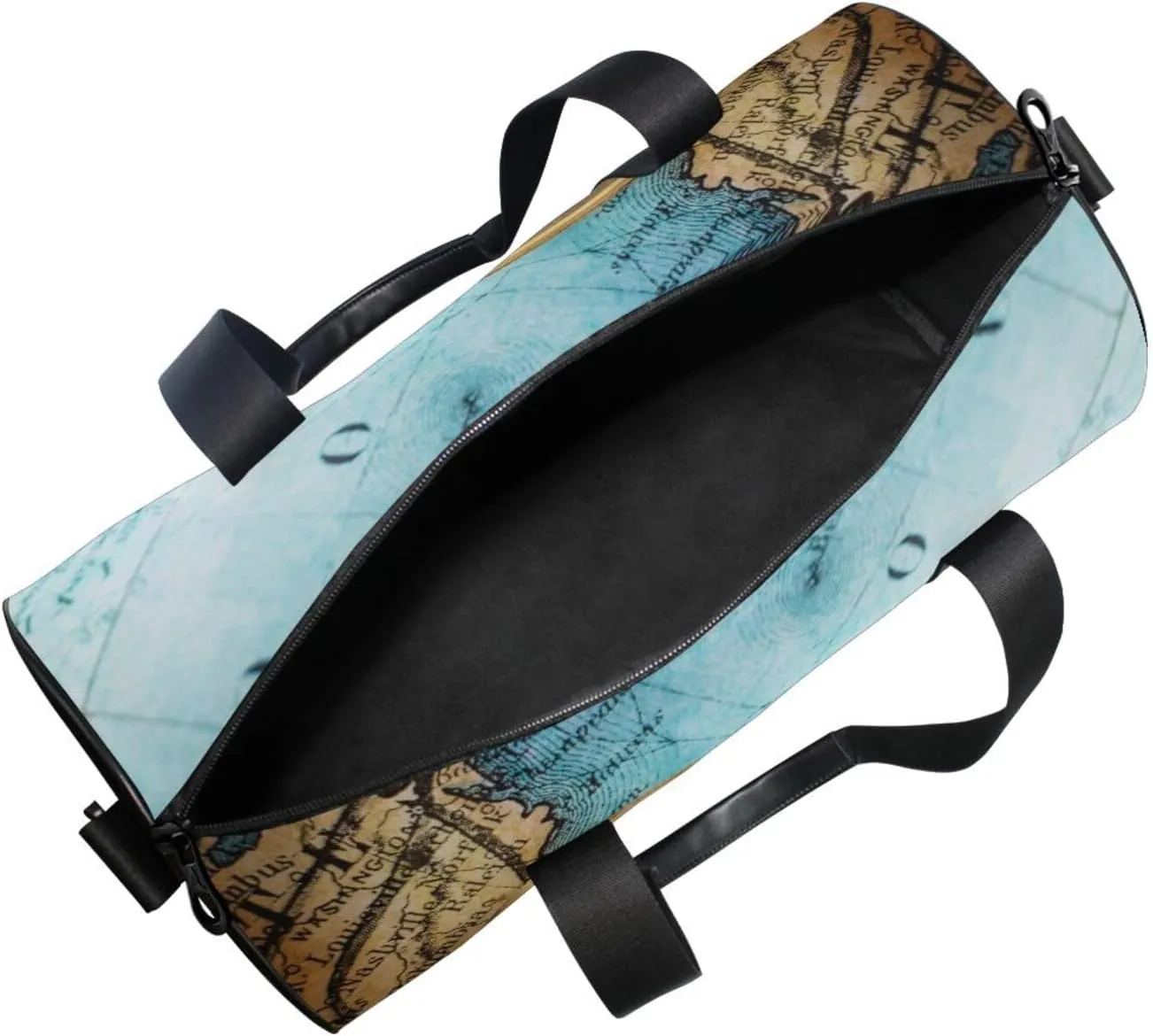 Old Retro Compass on Old Map Travel Geography Navigation Portable Gym Bag, Travel Bag, Luggage bag, Sports Bag, Toiletry Bag with Handles, Detachable Shoulder Strap 17.6 x 9 x 9 inch
