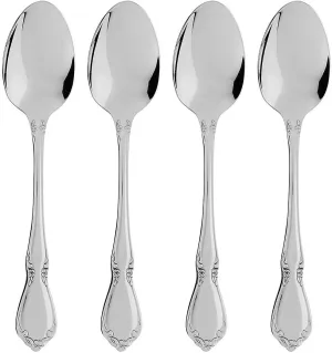 Oneida Chateau Fine Flatware Teaspoons, Set of 4, 18/10 Stainless Steel