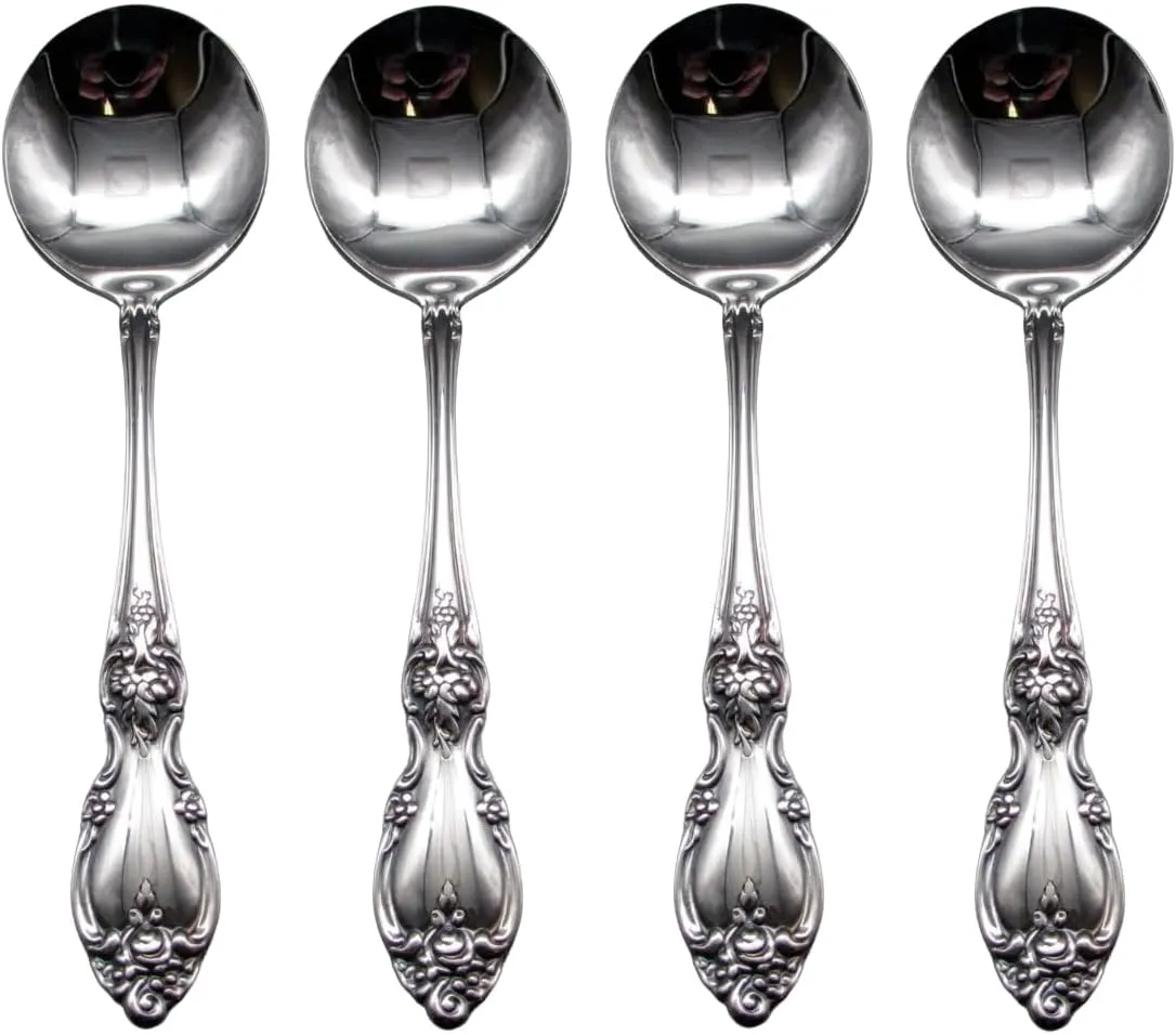Oneida Louisiana 18/8 Stainless Steel Round Bouillon Spoon (Set of Four)