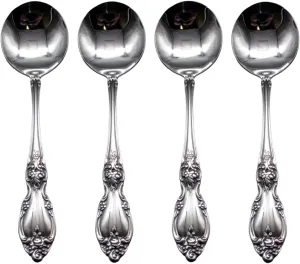 Oneida Louisiana 18/8 Stainless Steel Round Bouillon Spoon (Set of Four)