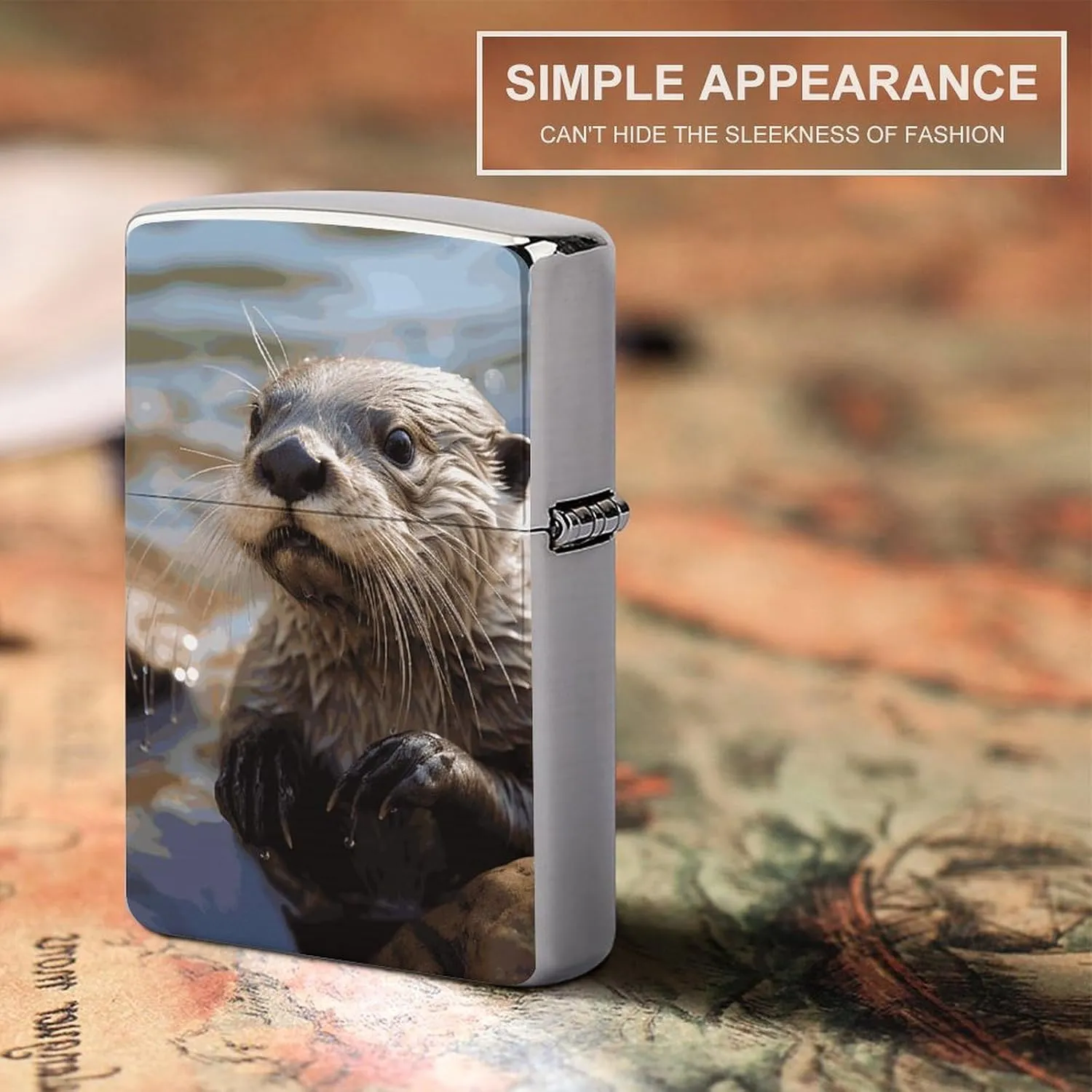 Otter Playing in The Water Lighter Case Waterproof Lighter Sleeve Lighters Protective Cover with Graffiti Design