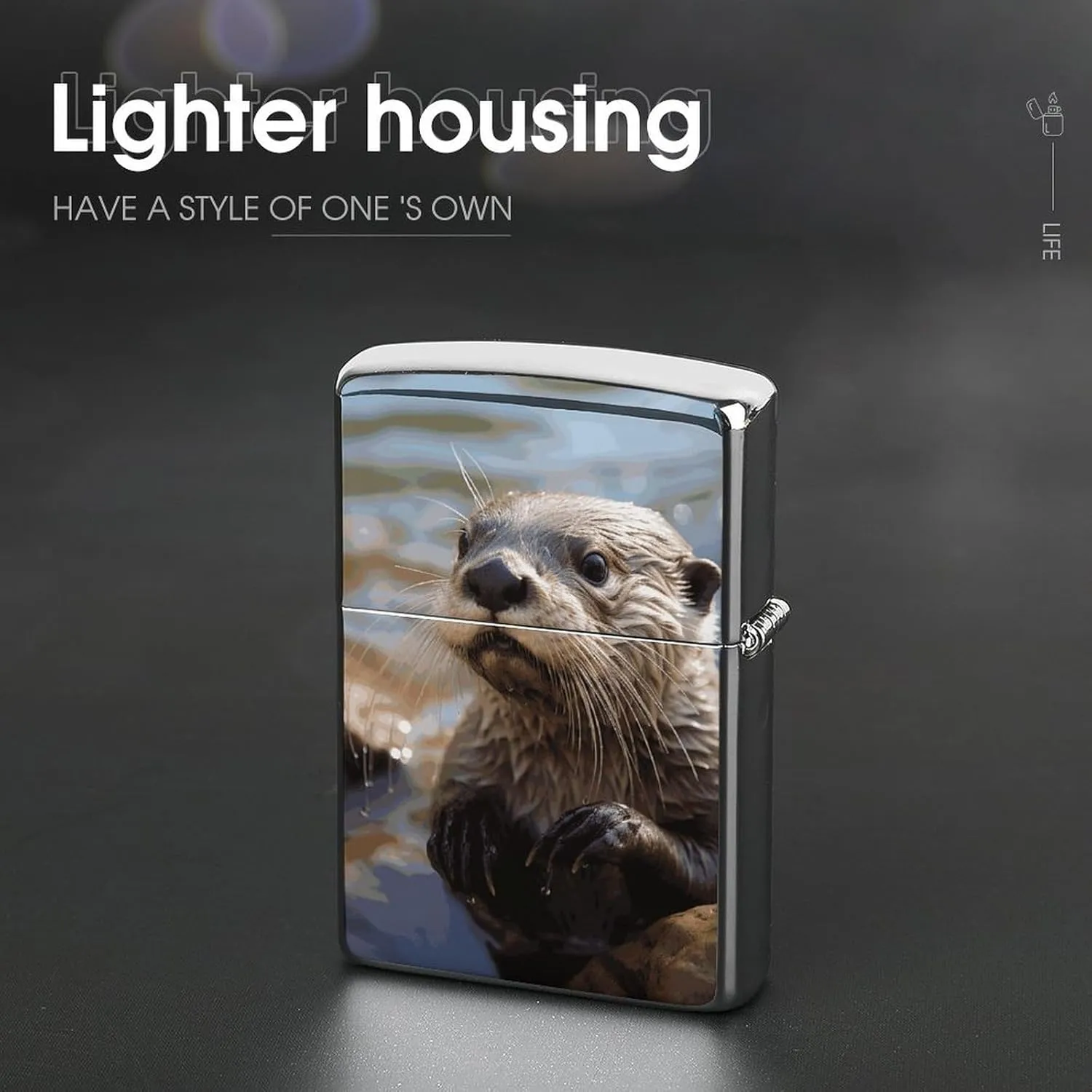 Otter Playing in The Water Lighter Case Waterproof Lighter Sleeve Lighters Protective Cover with Graffiti Design