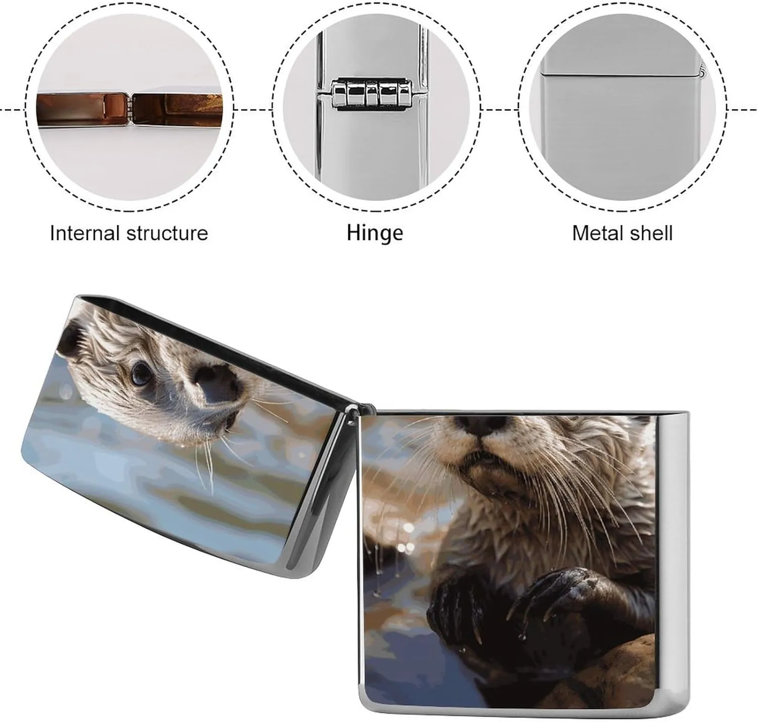 Otter Playing in The Water Lighter Case Waterproof Lighter Sleeve Lighters Protective Cover with Graffiti Design