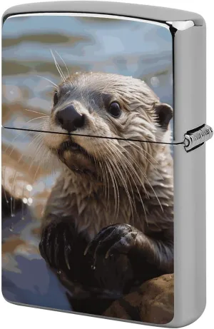 Otter Playing in The Water Lighter Case Waterproof Lighter Sleeve Lighters Protective Cover with Graffiti Design