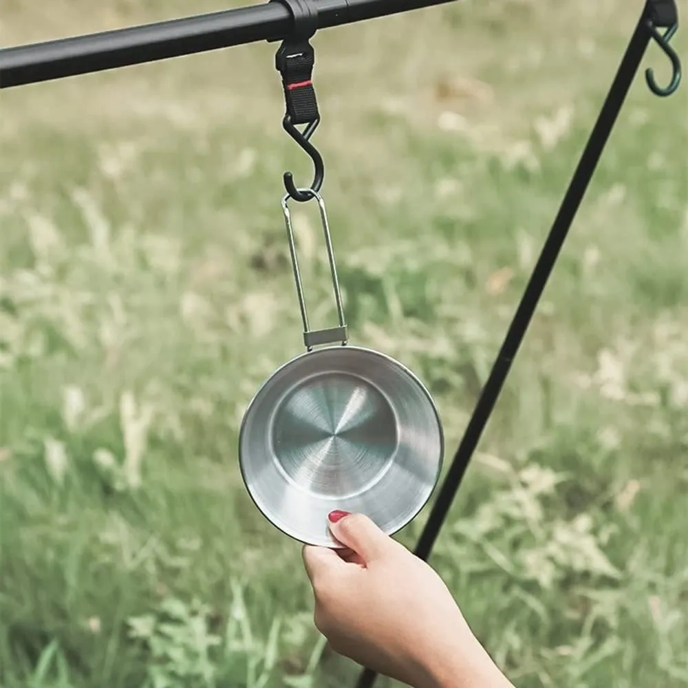 Outdoor Atainless Steel Snow Bowl Camping Tableware Set Portable Foldable Picnic Barbecue Bowl 4 Sets Outdoor Tableware
