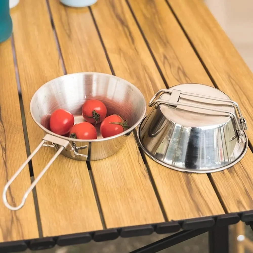 Outdoor Atainless Steel Snow Bowl Camping Tableware Set Portable Foldable Picnic Barbecue Bowl 4 Sets Outdoor Tableware