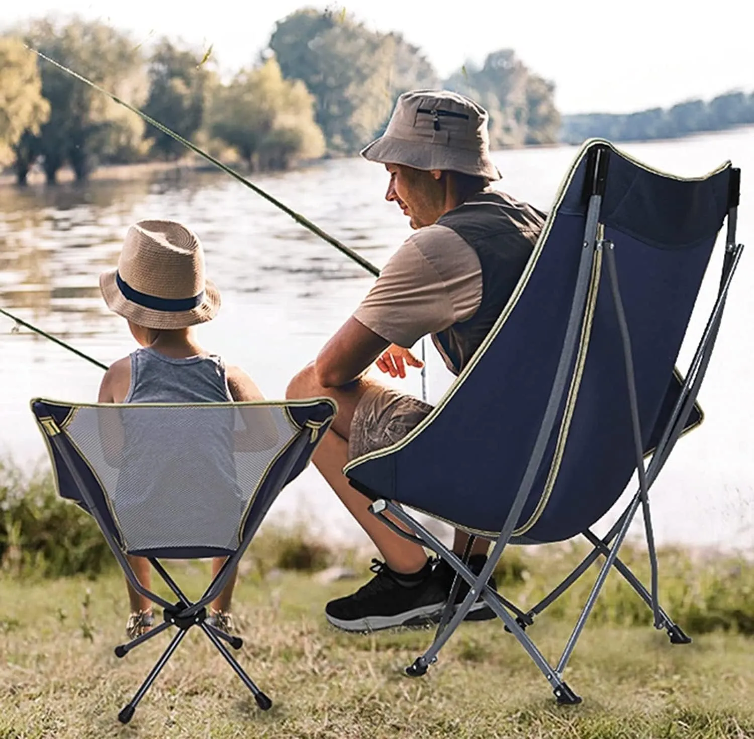Outdoor Camp Chairs, Ultralight Folding Camping Chair with Backrest Leisure Beach Seat with Mesh External Hanging Bag Portable Backpack Chair Lawn Chairs Adults(C)