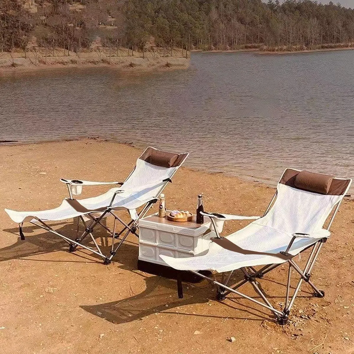 Outdoor Folding Recliner Portable Beach Camping Chair for Sitting and Lying