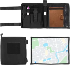Outdoor Map Case with Clear Dual Panels, Tactical Pouch with Folding Design and Gear Storage, Pen and Tool Sections