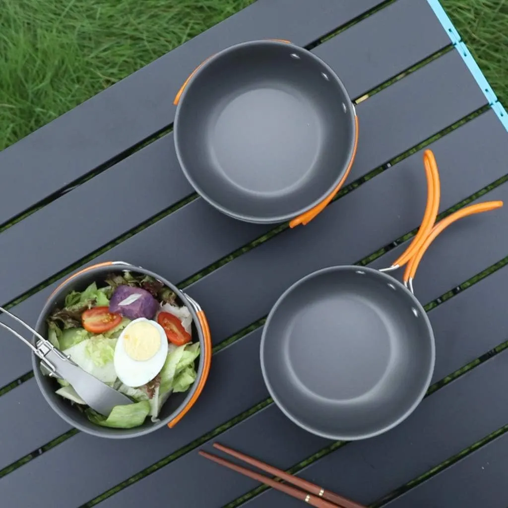 Outdoor Portable Lightweight Folding Tableware Set Travel Picnic Tableware Pots Camping Self-Driving Travel Supplies Pots & Pans