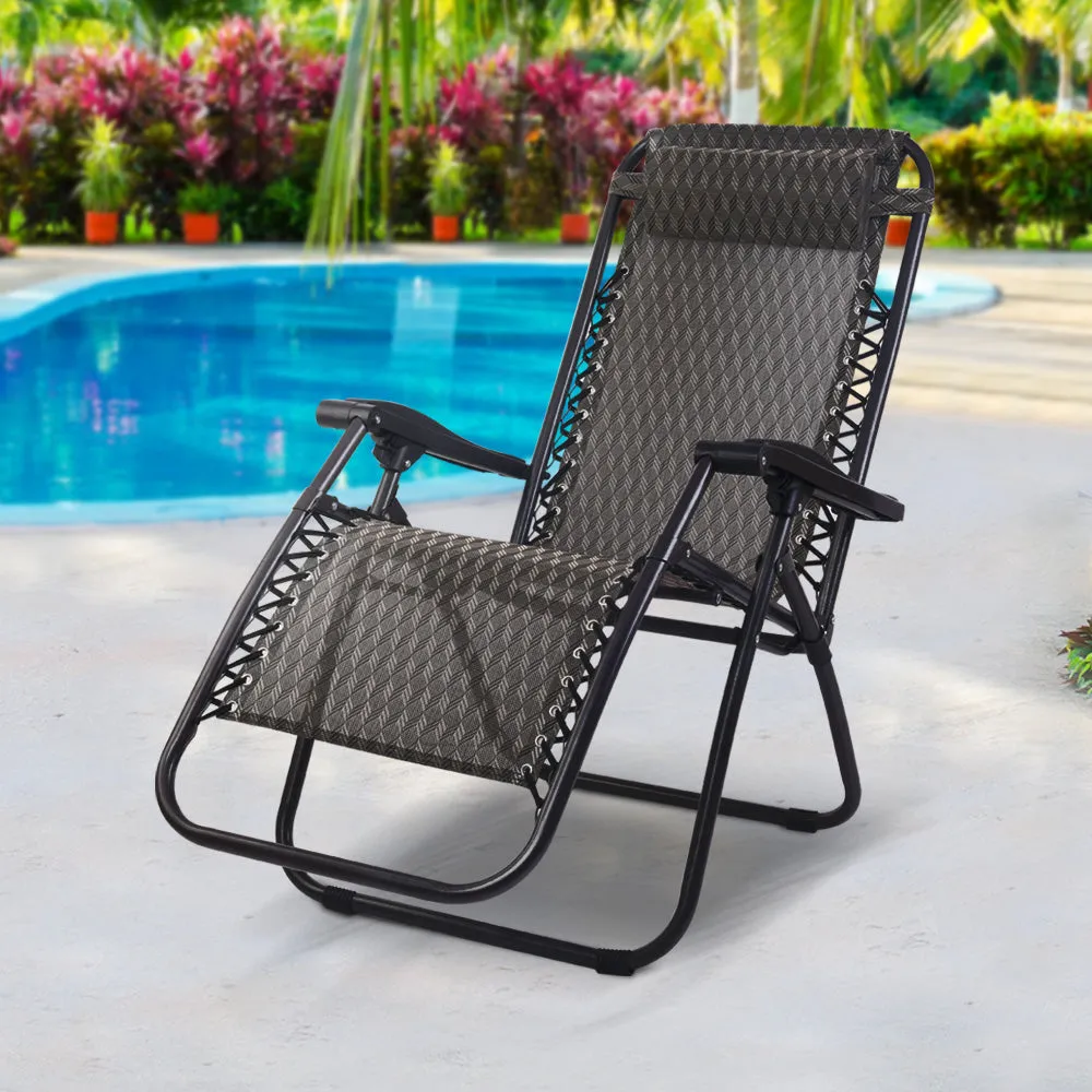 Outdoor Recliner Zero Gravity Chair - Brown/Black