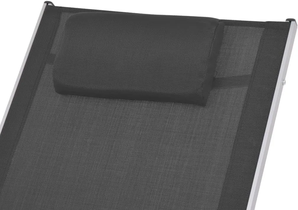 Outdoor Rocking Chair Black Textilene Fabric with Pillow Aluminum Frame Patio Lounge Chair for Garden Poolside and Backyard Relaxation