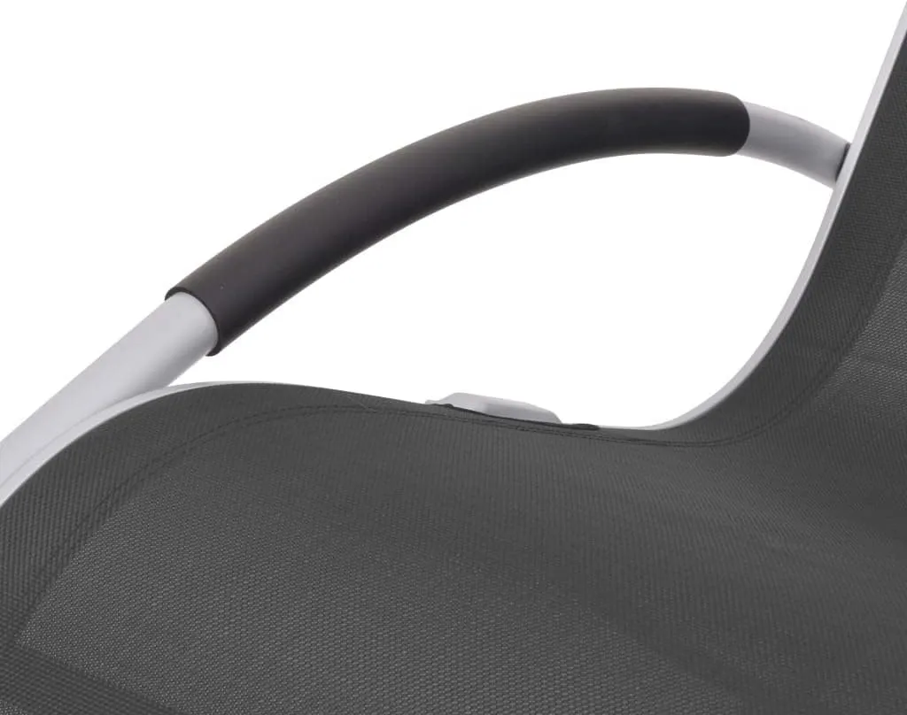 Outdoor Rocking Chair Black Textilene Fabric with Pillow Aluminum Frame Patio Lounge Chair for Garden Poolside and Backyard Relaxation