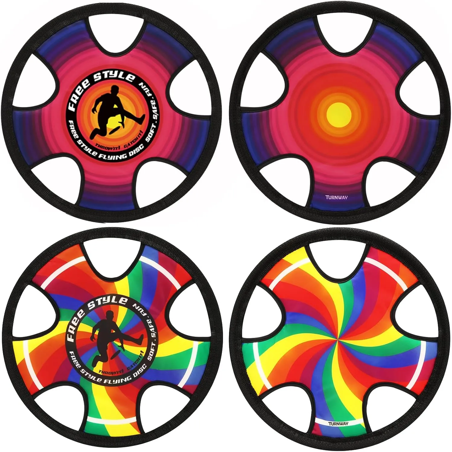Outdoor Two Soft Frisbee Throwing Disc, Flying Disc, Flying Saucer for Man and Woman in Yard, Beach, Lawn, Camping, Pool (Halo Rainbow)