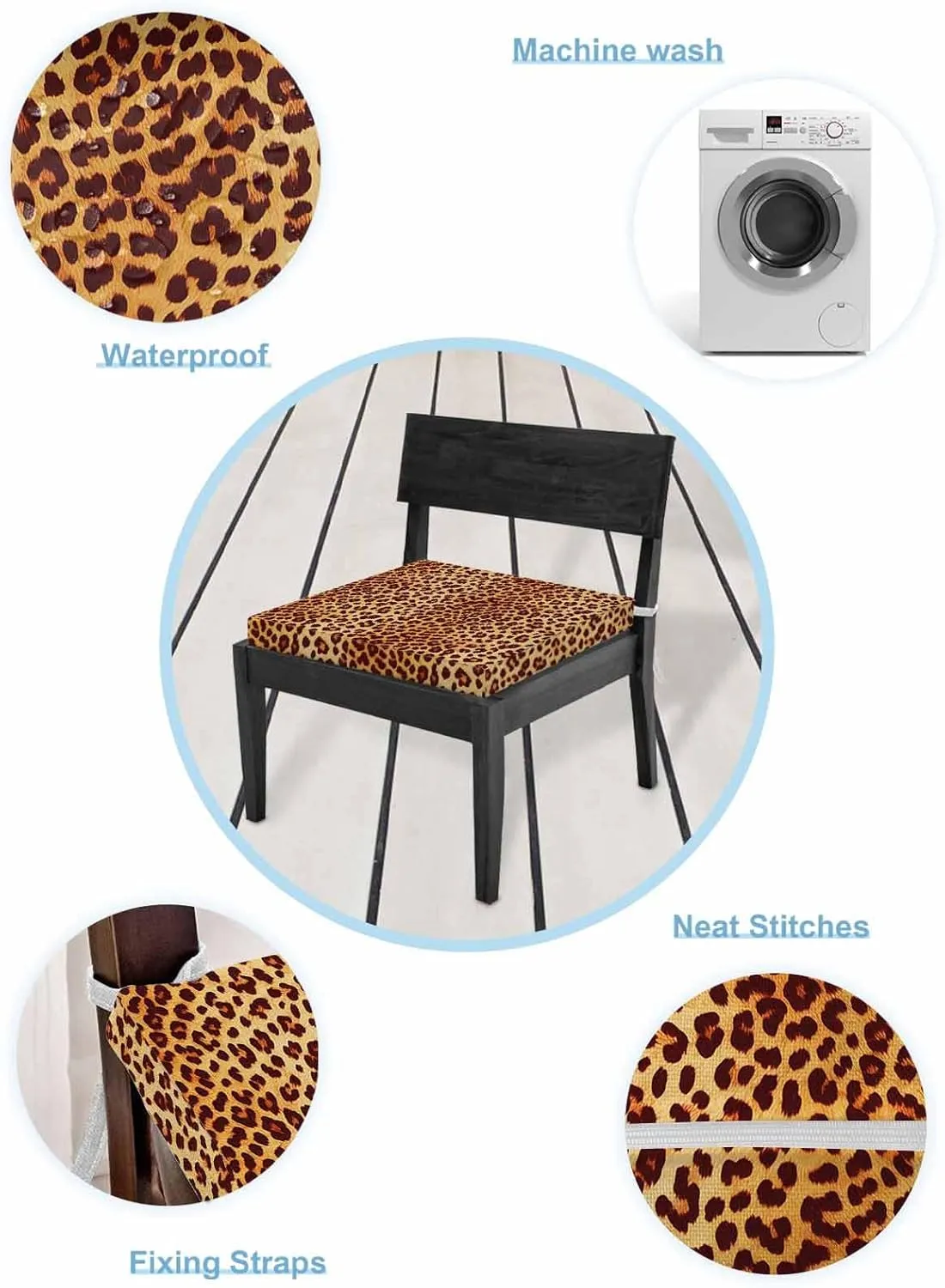 Outdoor Waterproof Cushion Covers Abstract Leopard Pattern Replacement Stretch Seat Slipcover for Patio, Modern Orange Animal Texture Chair Couch Sofa Covers Furniture Protector Set of 2,24x24IN