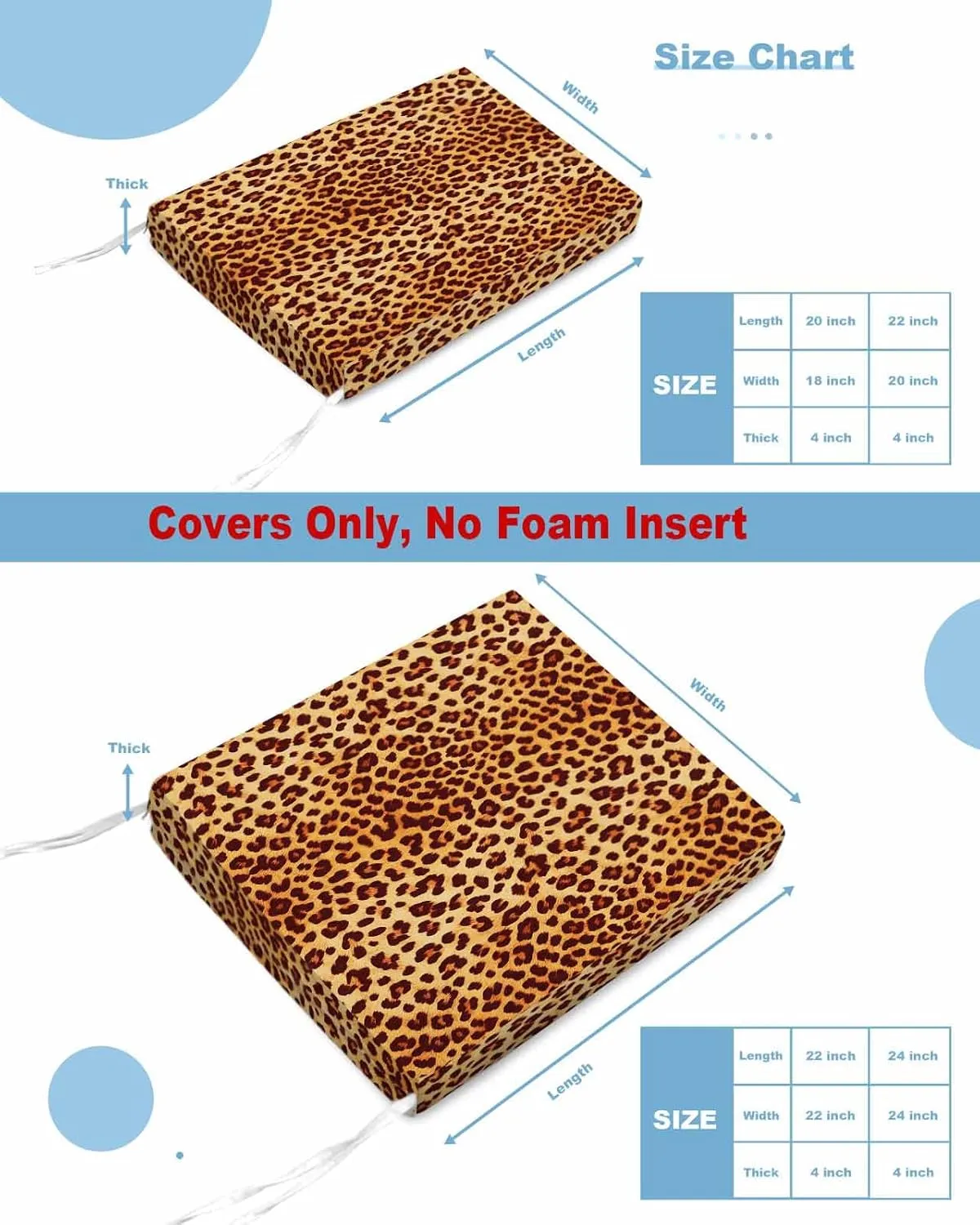 Outdoor Waterproof Cushion Covers Abstract Leopard Pattern Replacement Stretch Seat Slipcover for Patio, Modern Orange Animal Texture Chair Couch Sofa Covers Furniture Protector Set of 2,24x24IN