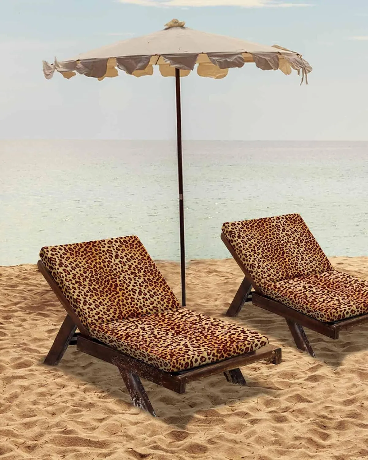 Outdoor Waterproof Cushion Covers Abstract Leopard Pattern Replacement Stretch Seat Slipcover for Patio, Modern Orange Animal Texture Chair Couch Sofa Covers Furniture Protector Set of 2,24x24IN