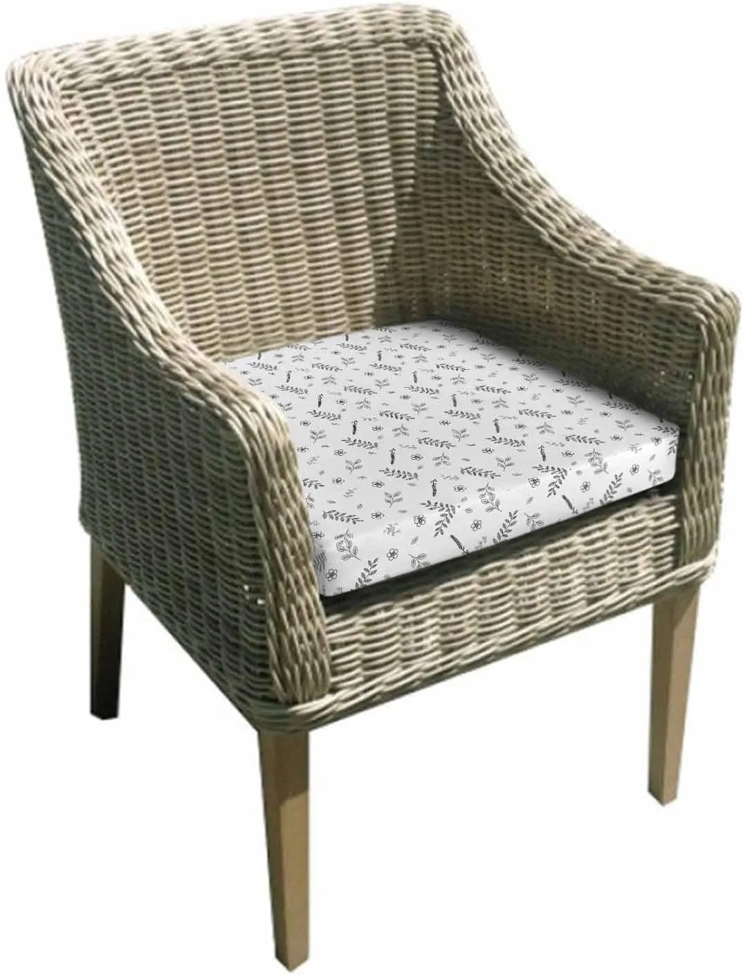 Outdoor Waterproof Cushion Covers Pastoral Wild Flower Replacement Stretch Seat Slipcover for Patio, Floral Plant Leaf on White Chair Couch Sofa Covers Furniture Protector Set of 2,22x22IN