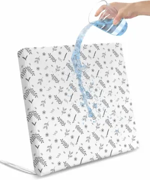 Outdoor Waterproof Cushion Covers Pastoral Wild Flower Replacement Stretch Seat Slipcover for Patio, Floral Plant Leaf on White Chair Couch Sofa Covers Furniture Protector Set of 2,22x22IN