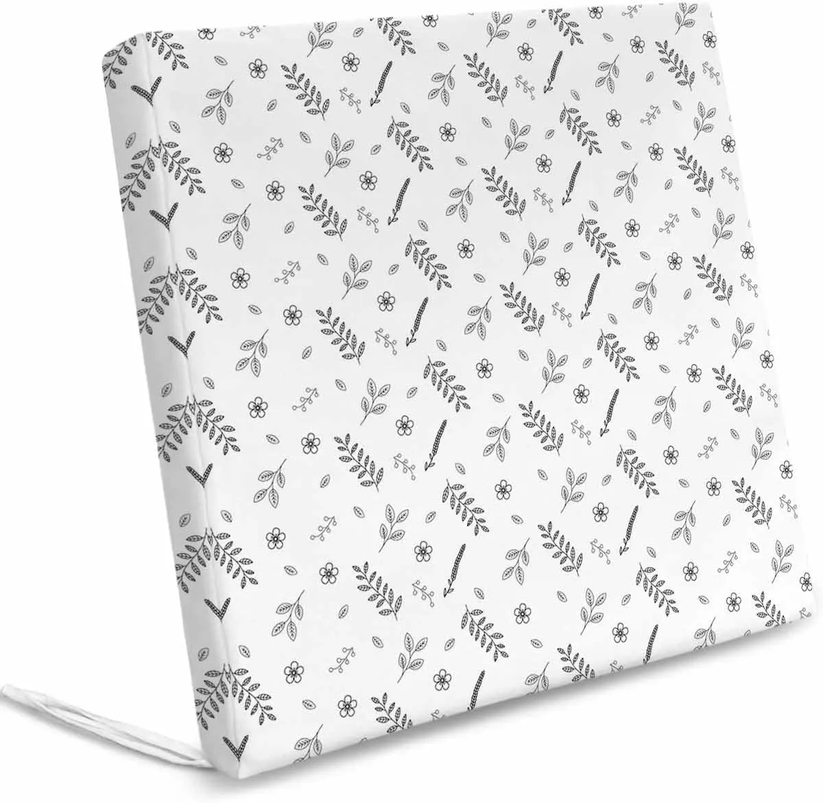 Outdoor Waterproof Cushion Covers Pastoral Wild Flower Replacement Stretch Seat Slipcover for Patio, Floral Plant Leaf on White Chair Couch Sofa Covers Furniture Protector Set of 2,22x22IN