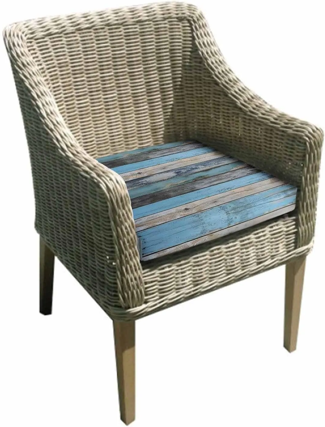 Outdoor Waterproof Cushion Covers Shabby Rustic Wooden Planks Replacement Stretch Seat Slipcover for Patio, Retro Farm Wood Grain Chair Couch Sofa Covers Furniture Protector Set of 2,22x20IN
