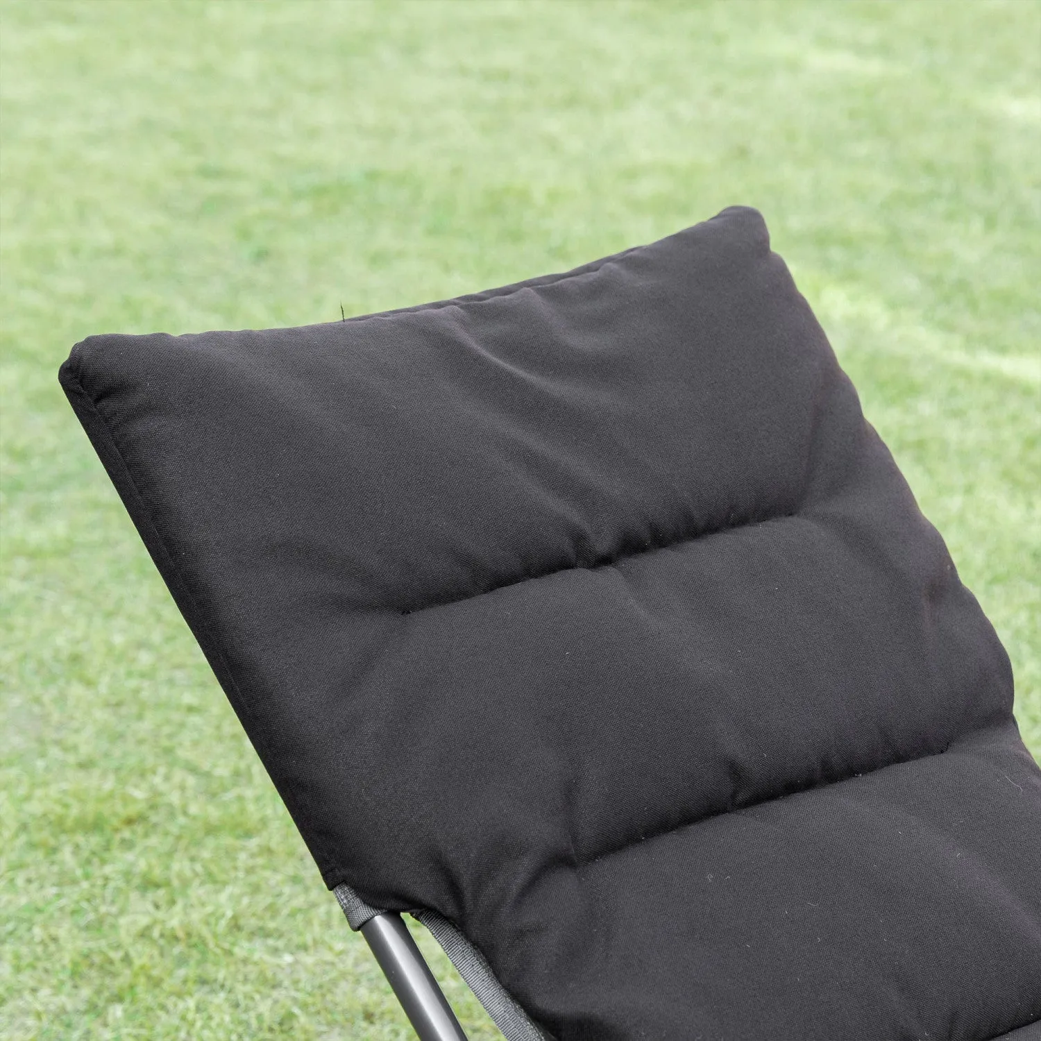 Outsunny Folding Lounge Chair, Camping Beach Chair, Black
