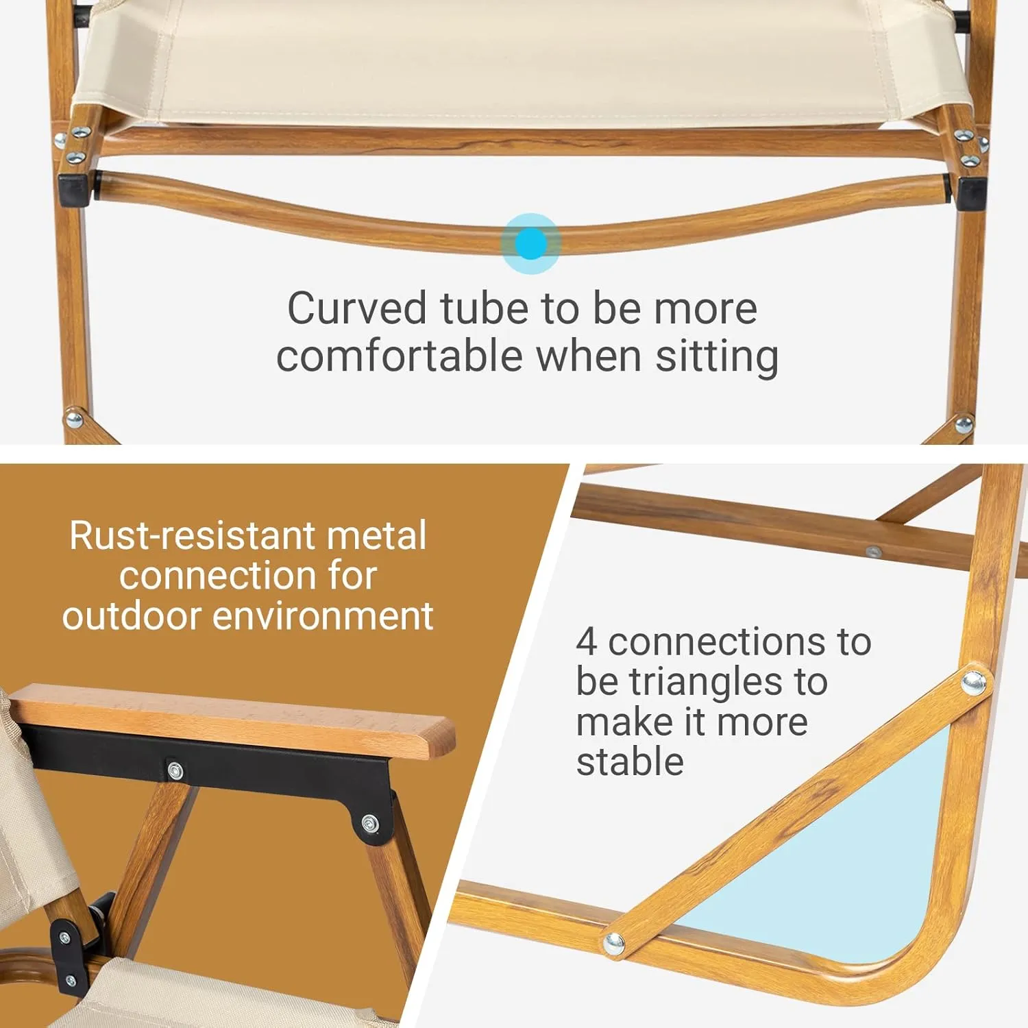 Outvita Portable Folding Camping Chair, 2pcs Ultralight Low Beach Chair, Durable Aluminum Frame Armchairs for Hiking Concert Fishing Picnic, Supports 225Lbs