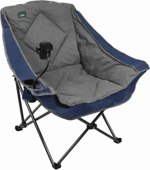 Oversized Foldable Camping Chair, Outdoor Padded Lawn Chair w/Cup Holder,Carry Bag for Beach, Hiking, and Picnics,Heavy-Duty 300-lbs Capacity, Purple