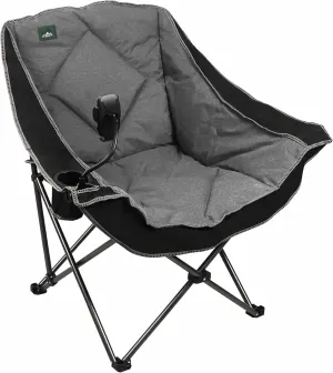 Oversized Foldable Camping Chair, Outdoor Padded Lawn Chair w/Cup Holder,Carry Bag for Beach, Hiking, and Picnics,Heavy-Duty 300-lbs Capacity, Purple