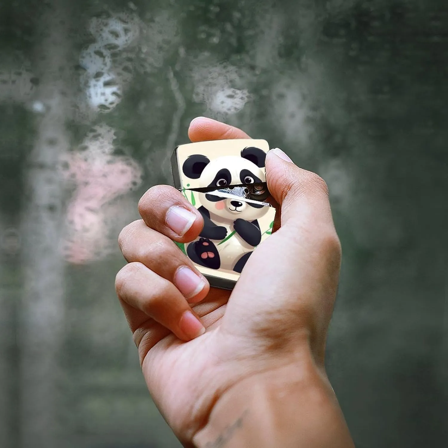 Panda Star Lighter Case Waterproof Lighter Sleeve Lighters Protective Cover with Graffiti Design