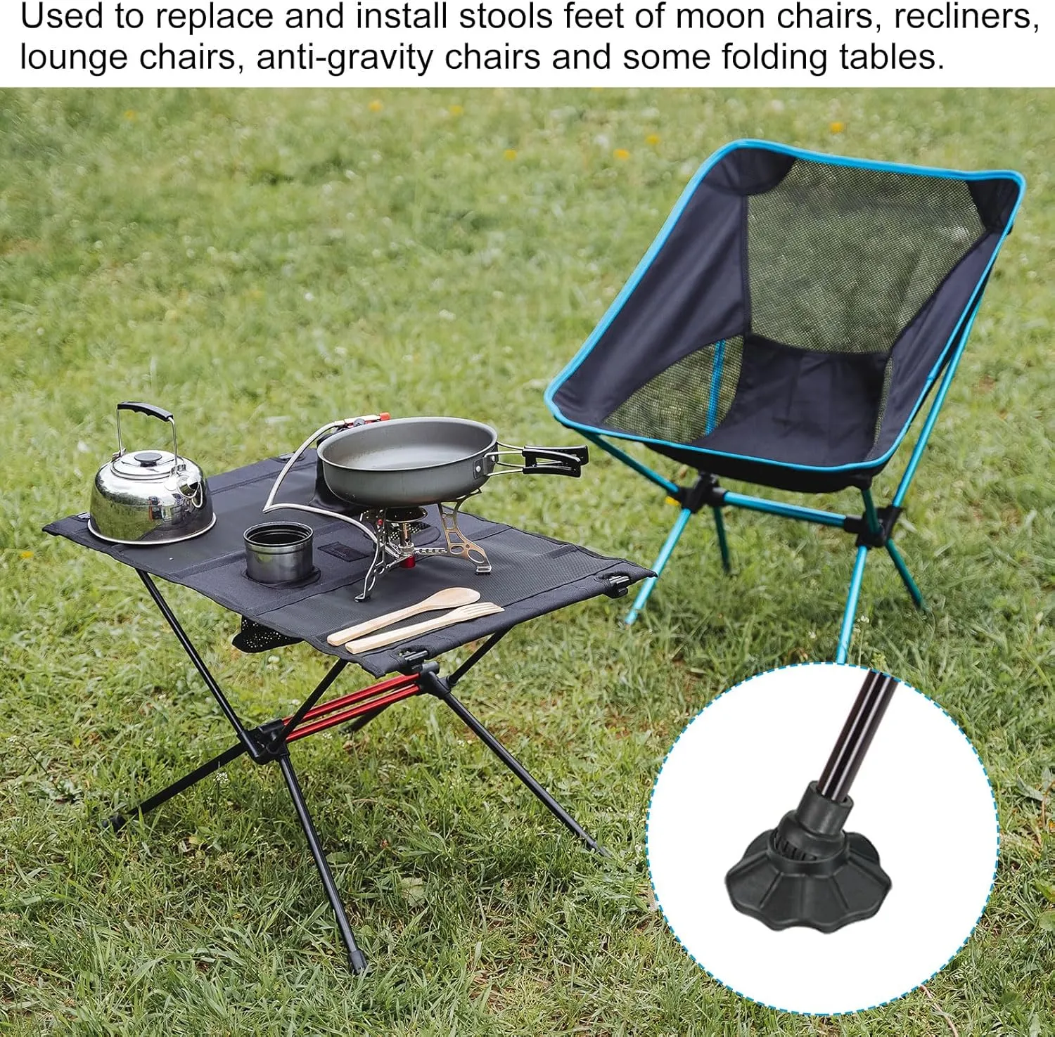 PATIKIL 0.59 Inch Chair Foot Cover, 8 Pack Non-Slip Camping Chair Legs Cap Replacement Folding Chair Table Leg Pads Floor Protectors Stability on Rugged Fit for 0.59"(15mm) Legs, Black